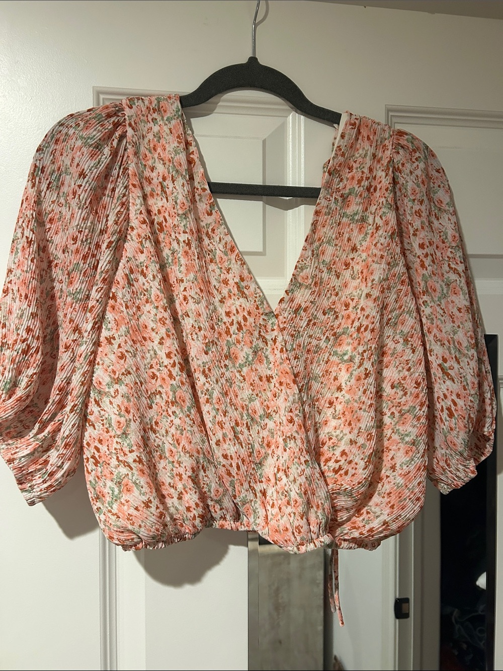 Lush Coral Pink Floral Blouse